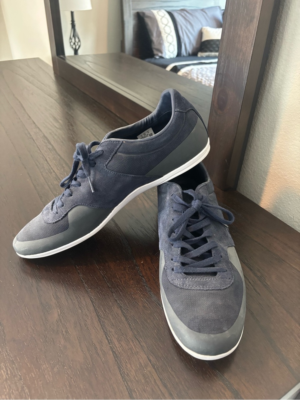 Lacoste Turnier 216 Navy Suede Leather Sneakers Mens 12